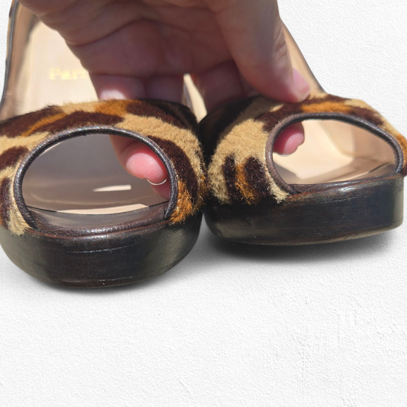 Christian Louboutin Leopard Pony Hair Very Prive Heels 39.5 US 9.5 Peep Toe Pump - Picture 16 of 16